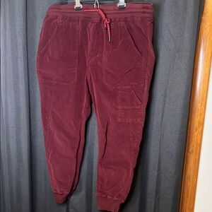 Anthropologie Burgundy / Maroon Corduroy Jogger Pants size XL